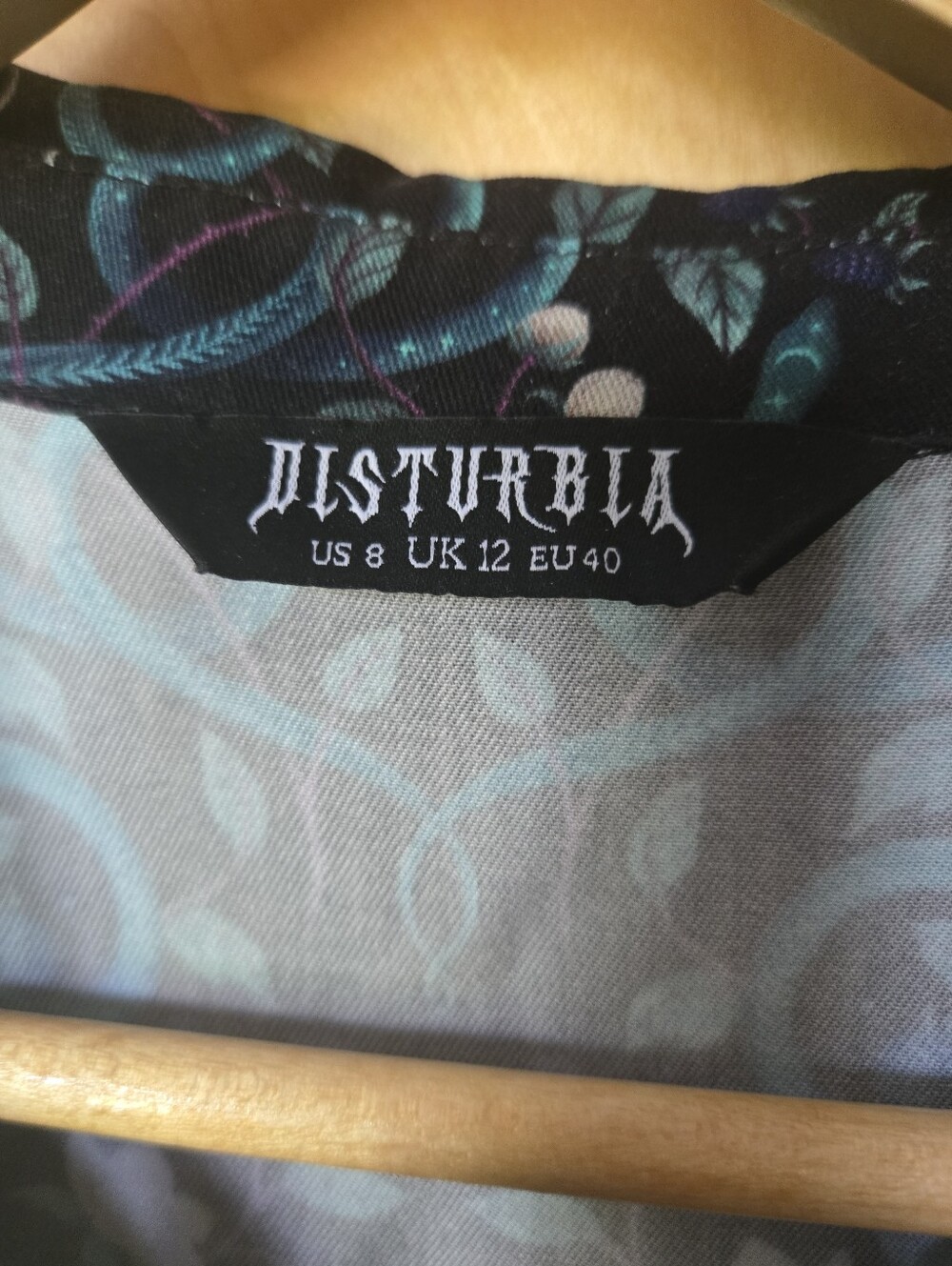 Disturbia Serpent Moon print Button-Front Midi Dress - Picture 3 of 4